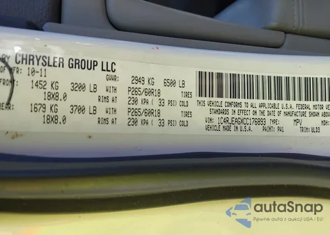 2012 Jeep Grand Cherokee Laredo from USA, damaged, VIN 1C4RJEAGXCC176893